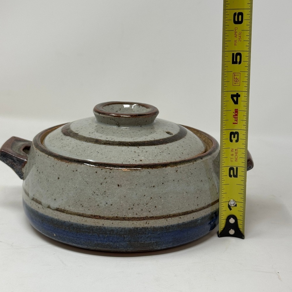 Handmade Ceramic Casserole Pot with Lid Rustic Stoneware Kitchenware Farmhouse - Picture 3 of 11